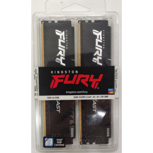 Озп Kingston DDR5 32GB (2x16GB) 6000Mhz FURY Beast Black (KF560C40BBK2-32) (Відновлено продавцем, 824379) купити в Україні: Київ, Львів, Хмельницький, Тернопіль | Перевірка сумісності, низька ціна, відгуки, характеристики від TELEMART фото