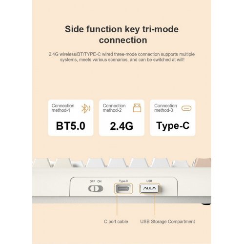 Клавіатура AULA F108 Pro Gasket Reaper Switch Wireless (6978080501295) Black купити в Україні: Київ, Львів, Хмельницький, Тернопіль | Низька ціна, відгуки, характеристики від TELEMART фото
