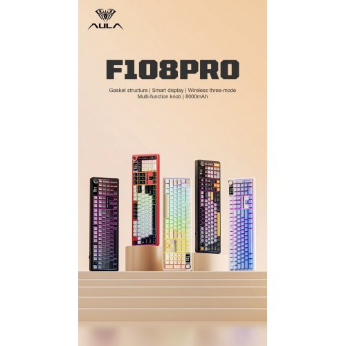 Клавіатура AULA F108 Pro Gasket Reaper Switch Wireless (6978080501295) Black купити в Україні: Київ, Львів, Хмельницький, Тернопіль | Низька ціна, відгуки, характеристики від TELEMART фото
