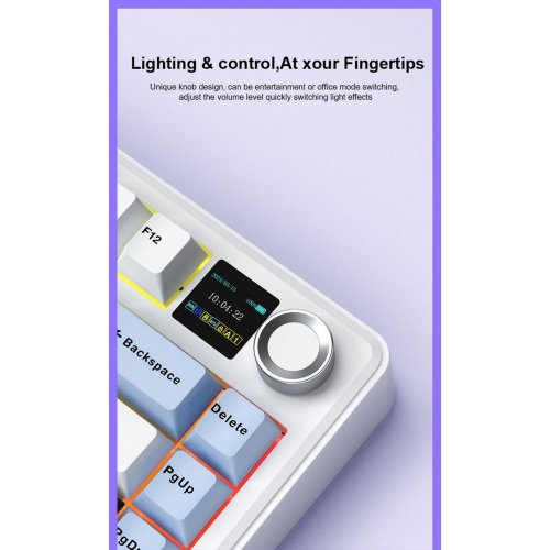 Клавіатура AULA F75 MAX Gasket Reaper Switch Wireless (6978080501158) White/Blue купити в Україні: Київ, Львів, Хмельницький, Тернопіль | Низька ціна, відгуки, характеристики від TELEMART фото