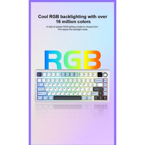 Клавіатура AULA F75 MAX Gasket Reaper Switch Wireless (6978080501158) White/Blue купити в Україні: Київ, Львів, Хмельницький, Тернопіль | Низька ціна, відгуки, характеристики від TELEMART фото