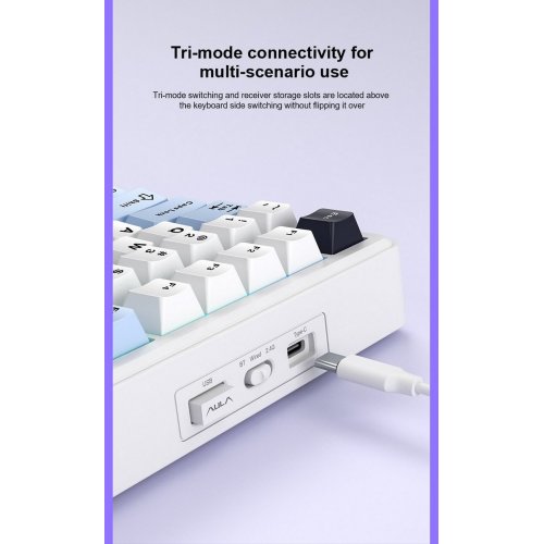 Клавіатура AULA F75 MAX Gasket Reaper Switch Wireless (6978080501158) White/Blue купити в Україні: Київ, Львів, Хмельницький, Тернопіль | Низька ціна, відгуки, характеристики від TELEMART фото