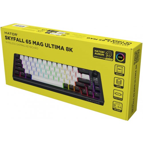 Клавиатура HATOR Skyfall 65 MAG Ultima 8K Aurum Ice Wireless (HTK3860UA) Black/White купить в Украине: Киев, Днепр, Харьков, Одесса  | Низкая цена, отзывы, характеристики от TELEMART фото