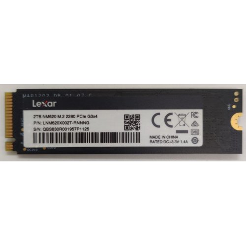Ssd-диск Lexar NM620 3D NAND TLC 2TB M.2 (2280 PCI-E) NVMe x4 (LNM620X002T-RNNNG) (Восстановлено продавцом, 825410) купить в Украине: Киев, Днепр, Харьков, Одесса  | Проверка совместимости, низкая цена, отзывы, характеристики от TELEMART фото