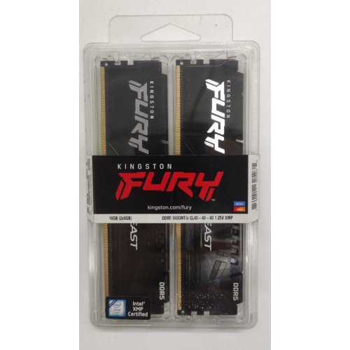 Озп Kingston DDR5 16GB (2x8GB) 5600MHz FURY Beast Black (KF556C40BBK2-16) (Стан нового, 825555) купити в Україні: Київ, Львів, Хмельницький, Тернопіль | Перевірка сумісності, низька ціна, відгуки, характеристики від TELEMART фото