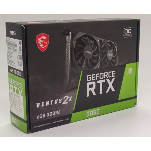 Видеокарта MSI GeForce RTX 3050 VENTUS 2X E OC 6144MB (RTX 3050 VENTUS 2X E 6G OC) (Восстановлено продавцом, 825789) купить в Украине: Киев, Днепр, Харьков, Одесса  | Проверка совместимости, низкая цена, отзывы, характеристики от TELEMART фото