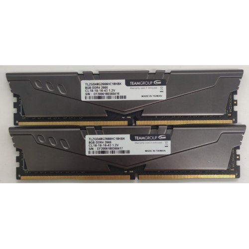 Озп Team DDR4 8GB 2666MHz Vulcan Z Grey (TLZGD48G2666HC18HBK) (Відновлено продавцем, 825896) купити в Україні: Київ, Львів, Хмельницький, Тернопіль | Перевірка сумісності, низька ціна, відгуки, характеристики від TELEMART фото
