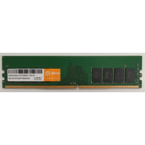 Озу ATRIA DDR4 8GB 2666Mhz (UAT42666CL19K1/8) (Восстановлено продавцом, 825941) купить в Украине: Киев, Днепр, Харьков, Одесса  | Проверка совместимости, низкая цена, отзывы, характеристики от TELEMART фото