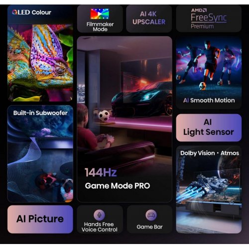 Телевизор Hisense 100" 100E7Q PRO Black купить в Украине: Киев, Днепр, Харьков, Одесса  | Низкая цена, отзывы, характеристики от TELEMART фото