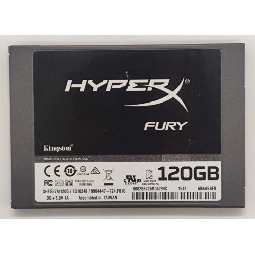 Ssd-диск Kingston HyperX Fury 120GB 2.5" (SHFS37A/120G) (Відновлено продавцем, 826326) купити в Україні: Київ, Львів, Хмельницький, Тернопіль, Івано-Франківськ | Перевірка сумісності, низька ціна, відгуки, характеристики від TELEMART фото