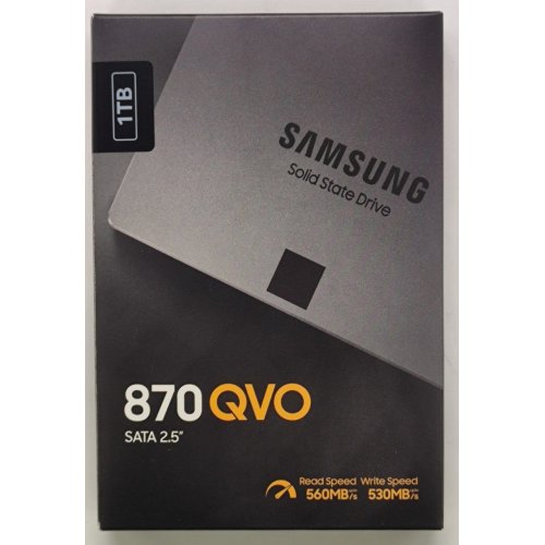 Ssd-диск Samsung 870 QVO V-NAND MLC 1TB 2.5" (MZ-77Q1T0BW) (Відновлено продавцем, 826327) купити в Україні: Київ, Львів, Хмельницький, Тернопіль, Івано-Франківськ | Перевірка сумісності, низька ціна, відгуки, характеристики від TELEMART фото