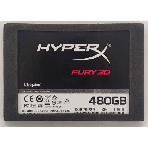 Ssd-диск Kingston HyperX Fury 3D TLC 480GB 2.5" (KC-S44480-6F) (Відновлено продавцем, 826337) купити в Україні: Київ, Львів, Хмельницький, Тернопіль, Івано-Франківськ | Перевірка сумісності, низька ціна, відгуки, характеристики від TELEMART фото