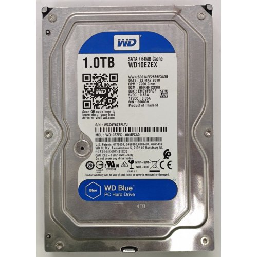Жесткий диск Western Digital Blue 1TB 64MB 3.5" (WD10EZEX) (Восстановлено продавцом, 826339) купить в Украине: Киев, Днепр, Харьков, Одесса  | Проверка совместимости, низкая цена, отзывы, характеристики от TELEMART фото