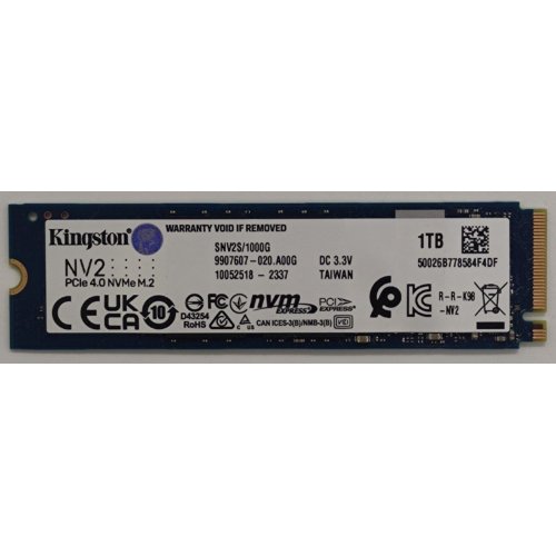 Ssd-диск Kingston NV2 3D NAND 1TB M.2 (2280 PCI-E) NVMe x4 (SNV2S/1000G) (Відновлено продавцем, 826341) купити в Україні: Київ, Львів, Хмельницький, Тернопіль, Івано-Франківськ | Перевірка сумісності, низька ціна, відгуки, характеристики від TELEMART фото