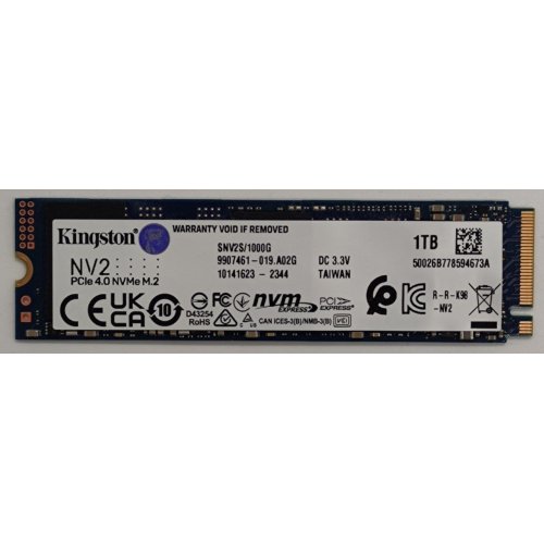 Ssd-диск Kingston NV2 3D NAND 1TB M.2 (2280 PCI-E) NVMe x4 (SNV2S/1000G) (Відновлено продавцем, 826347) купити в Україні: Київ, Львів, Хмельницький, Тернопіль, Івано-Франківськ | Перевірка сумісності, низька ціна, відгуки, характеристики від TELEMART фото