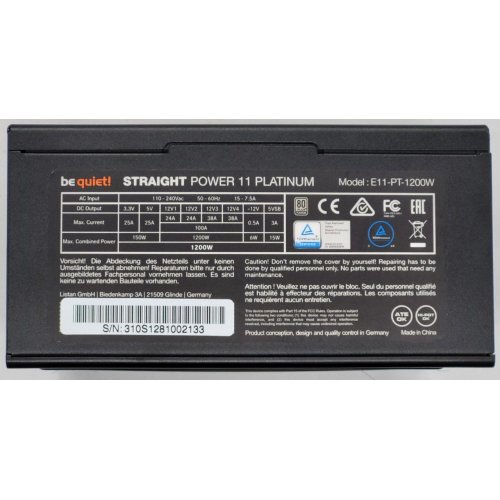Блок питания Be Quiet! Straight Power 11 Platinum 1200W (BN310) (Восстановлено продавцом, 826533) купить в Украине: Киев, Днепр, Харьков, Одесса  | Проверка совместимости, низкая цена, отзывы, характеристики от TELEMART фото