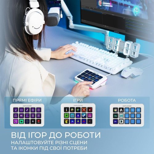 Контролер для стрімінга Fifine Stream Deck D6 White купити в Україні: Київ, Львів, Хмельницький, Тернопіль, Івано-Франківськ | Низька ціна, відгуки, характеристики від TELEMART фото
