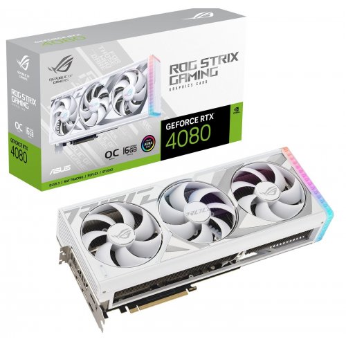 Відеокарта Asus ROG Strix GeForce RTX 4080 OC 16384MB (ROG-STRIX-RTX4080-O16G-WHITE) (Відновлено продавцем, 826604) купити в Україні: Київ, Львів, Хмельницький, Тернопіль, Івано-Франківськ | Перевірка сумісності, низька ціна, відгуки, характеристики від TELEMART фото