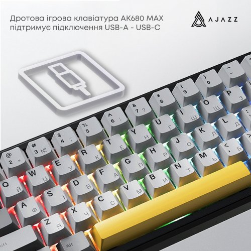 Клавіатура Ajazz AK680 MAX RGB Magnetic Switches (AK680-M-BGY-AW) Black купити в Україні: Київ, Львів, Хмельницький, Тернопіль, Івано-Франківськ | Низька ціна, відгуки, характеристики від TELEMART фото