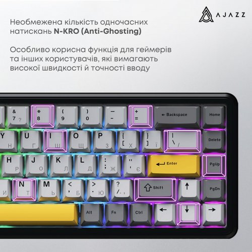 Клавіатура Ajazz AK680 MAX RGB Magnetic Switches (AK680-M-BGY-AW) Black купити в Україні: Київ, Львів, Хмельницький, Тернопіль, Івано-Франківськ | Низька ціна, відгуки, характеристики від TELEMART фото