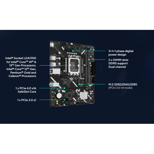 Материнська плата Asus PRIME H610M-F-CSM (s1700, Intel H610) купити в Україні: Київ, Львів, Хмельницький, Тернопіль, Івано-Франківськ | Перевірка сумісності, низька ціна, відгуки, характеристики від TELEMART фото