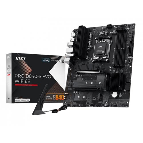 Материнская плата MSI PRO B840-S EVO WIFI6E (sAM5, AMD B840) купить в Украине: Киев, Днепр, Харьков, Одесса  | Проверка совместимости, низкая цена, отзывы, характеристики от TELEMART фото