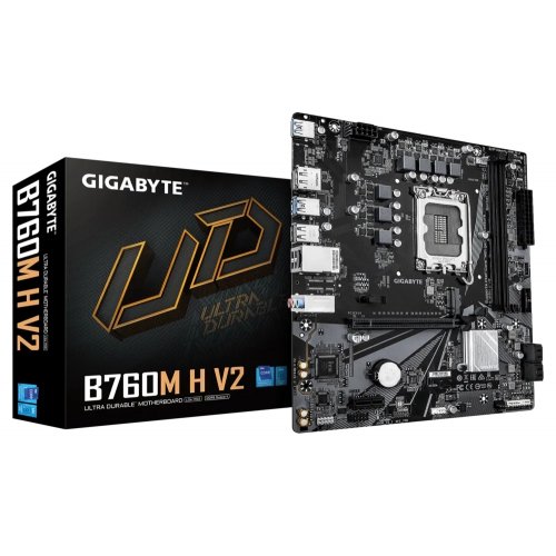 Материнская плата Gigabyte B760M H V2 (s1700, Intel B760) купить в Украине: Киев, Днепр, Харьков, Одесса  | Проверка совместимости, низкая цена, отзывы, характеристики от TELEMART фото