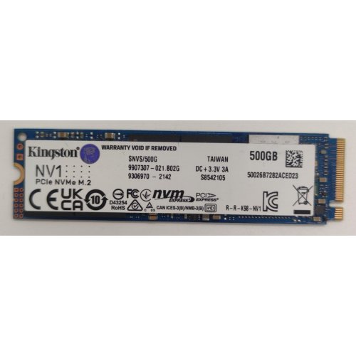 Ssd-диск Kingston NV1 500GB M.2 (2280 PCI-E) NVMe x4 (SNVS/500G) (Відновлено продавцем, 826737) купити в Україні: Київ, Львів, Хмельницький, Тернопіль, Івано-Франківськ | Перевірка сумісності, низька ціна, відгуки, характеристики від TELEMART фото
