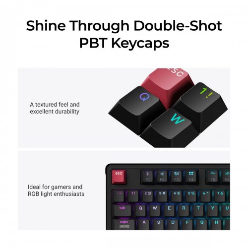 Клавіатура Keychron C3 Pro V2 87 Key RGB Hot-Swap Keychron Super Red Switch (C3PX-H1-UA) Black купити в Україні: Київ, Львів, Хмельницький, Тернопіль, Івано-Франківськ | Низька ціна, відгуки, характеристики від TELEMART фото
