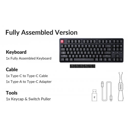 Клавіатура Keychron C3 Pro V2 87 Key RGB Hot-Swap Keychron Super Red Switch (C3PX-H1-UA) Black купити в Україні: Київ, Львів, Хмельницький, Тернопіль, Івано-Франківськ | Низька ціна, відгуки, характеристики від TELEMART фото