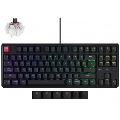 Клавіатура Keychron C3 Pro V2 87 Key RGB Hot-Swap Keychron Super Brown Switch (C3PX-H3-UA) Black купити в Україні: Київ, Львів, Хмельницький, Тернопіль, Івано-Франківськ | Низька ціна, відгуки, характеристики від TELEMART фото