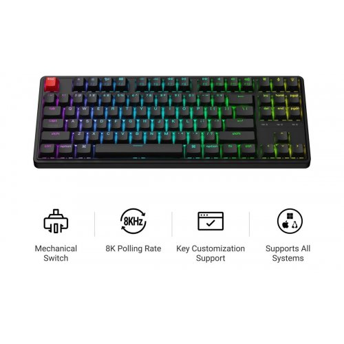 Клавіатура Keychron C3 Pro V2 87 Key RGB Hot-Swap Keychron Super Brown Switch (C3PX-H3-UA) Black купити в Україні: Київ, Львів, Хмельницький, Тернопіль, Івано-Франківськ | Низька ціна, відгуки, характеристики від TELEMART фото