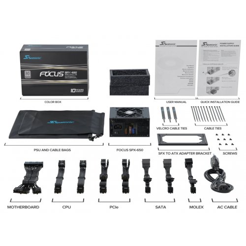 Блок питания Seasonic Focus SPX 650W (FOCUS-SPX-650) купить в Украине: Киев, Днепр, Харьков, Одесса  | Проверка совместимости, низкая цена, отзывы, характеристики от TELEMART фото