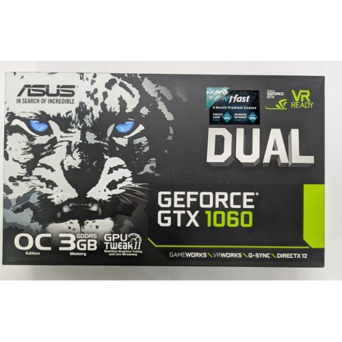 Відеокарта Asus GeForce GTX 1060 Dual OC 3072MB (DUAL-GTX1060-O3G) (Відновлено продавцем, 827012) купити в Україні: Київ, Львів, Хмельницький, Тернопіль, Івано-Франківськ | Перевірка сумісності, низька ціна, відгуки, характеристики від TELEMART фото