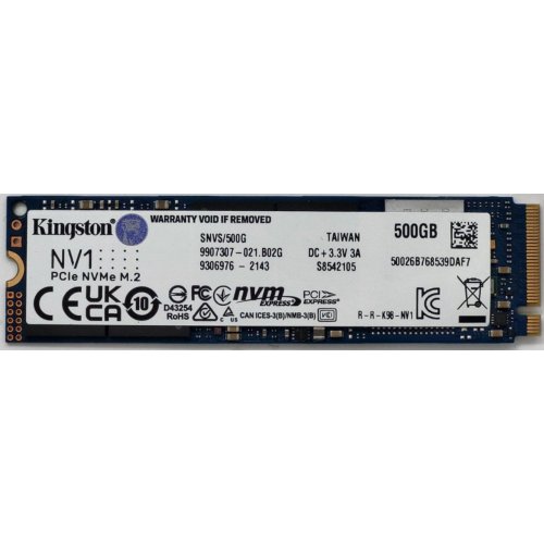 Ssd-диск Kingston NV1 500GB M.2 (2280 PCI-E) NVMe x4 (SNVS/500G) (Відновлено продавцем, 827064) купити в Україні: Київ, Львів, Хмельницький, Тернопіль, Івано-Франківськ | Перевірка сумісності, низька ціна, відгуки, характеристики від TELEMART фото