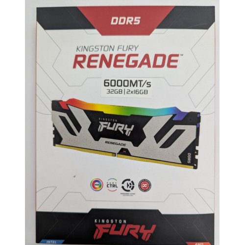 Озу Kingston DDR5 32GB (2x16GB) 6000MHz FURY Renegade RGB Silver (KF560C32RSAK2-32) (Восстановлено продавцом, 827241) купить в Украине: Киев, Днепр, Харьков, Одесса  | Проверка совместимости, низкая цена, отзывы, характеристики от TELEMART фото