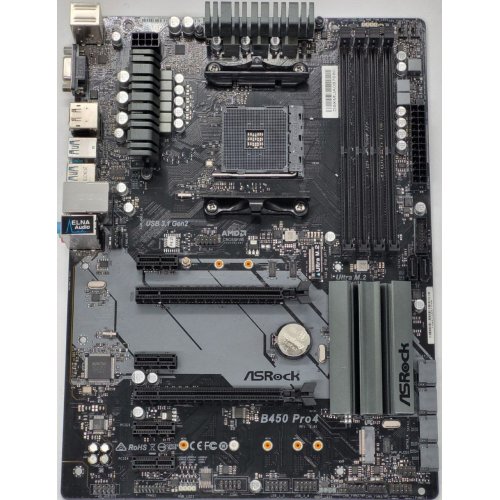 Материнська плата AsRock B450 Pro4 (sAM4, AMD B450) (Відновлено продавцем, 827528) купити в Україні: Київ, Львів, Хмельницький, Тернопіль, Івано-Франківськ | Перевірка сумісності, низька ціна, відгуки, характеристики від TELEMART фото
