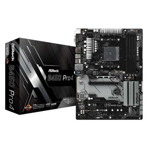 Материнська плата AsRock B450 Pro4 (sAM4, AMD B450) (Відновлено продавцем, 827531) купити в Україні: Київ, Львів, Хмельницький, Тернопіль, Івано-Франківськ | Перевірка сумісності, низька ціна, відгуки, характеристики від TELEMART фото