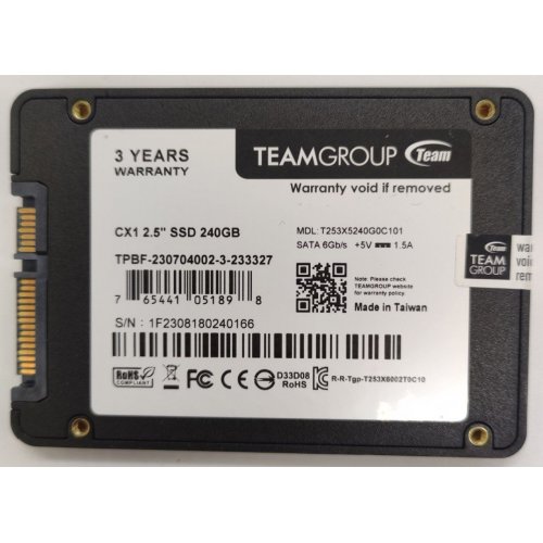 Ssd-диск Team CX1 240GB 2.5" (T253X5240G0C101) (Восстановлено продавцом, 827900) купить в Украине: Киев, Днепр, Харьков, Одесса  | Проверка совместимости, низкая цена, отзывы, характеристики от TELEMART фото