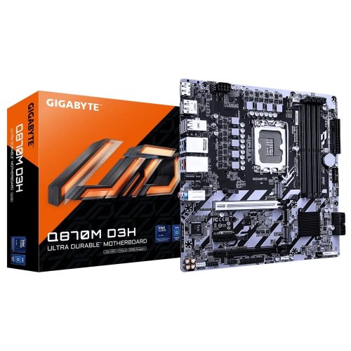 Материнська плата Gigabyte Q870M D3H (s1851, Intel Q870) купити в Україні: Київ, Львів, Хмельницький, Тернопіль, Івано-Франківськ | Перевірка сумісності, низька ціна, відгуки, характеристики від TELEMART фото