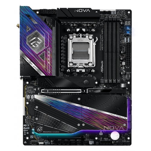 Материнська плата AsRock X870 Nova WiFi (sAM5, AMD X870) купити в Україні: Київ, Львів, Хмельницький, Тернопіль, Івано-Франківськ | Перевірка сумісності, низька ціна, відгуки, характеристики від TELEMART фото