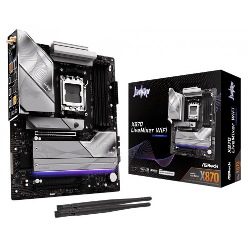 Материнская плата AsRock X870 LiveMixer WiFi (sAM5, AMD X870) купить в Украине: Киев, Днепр, Харьков, Одесса  | Проверка совместимости, низкая цена, отзывы, характеристики от TELEMART фото