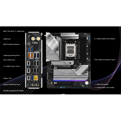Материнская плата AsRock X870 LiveMixer WiFi (sAM5, AMD X870) купить в Украине: Киев, Днепр, Харьков, Одесса  | Проверка совместимости, низкая цена, отзывы, характеристики от TELEMART фото