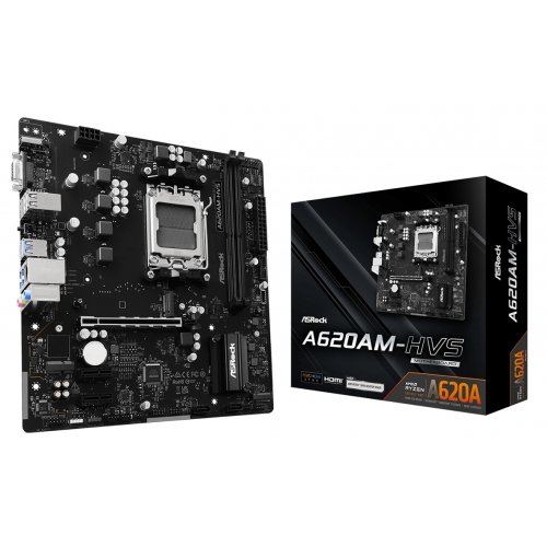 Материнская плата AsRock A620AM-HVS (sAM5, AMD A620A) купить в Украине: Киев, Днепр, Харьков, Одесса  | Проверка совместимости, низкая цена, отзывы, характеристики от TELEMART фото