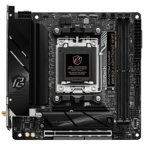 Материнська плата AsRock B650I Lightning WiFi (sAM5, AMD B650) купити в Україні: Київ, Львів, Хмельницький, Тернопіль, Івано-Франківськ | Перевірка сумісності, низька ціна, відгуки, характеристики від TELEMART фото