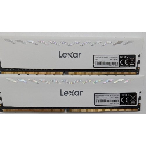 Озп Lexar DDR4 32GB (2x16GB) 3600Mhz Thor White (LD4BU016G-R3600GDWG) (Відновлено продавцем, 828114) купити в Україні: Київ, Львів, Хмельницький, Тернопіль, Івано-Франківськ | Перевірка сумісності, низька ціна, відгуки, характеристики від TELEMART фото