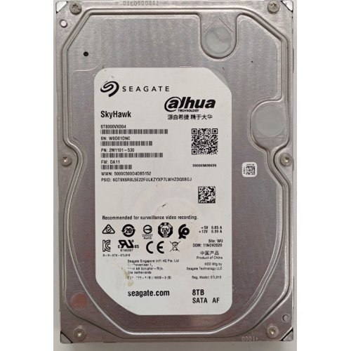 Жесткий диск Seagate SkyHawk Surveillance 8TB 256MB 7200RPM 3.5" (ST8000VX004) (Восстановлено продавцом, 828679) купить в Украине: Киев, Днепр, Харьков, Одесса  | Проверка совместимости, низкая цена, отзывы, характеристики от TELEMART фото