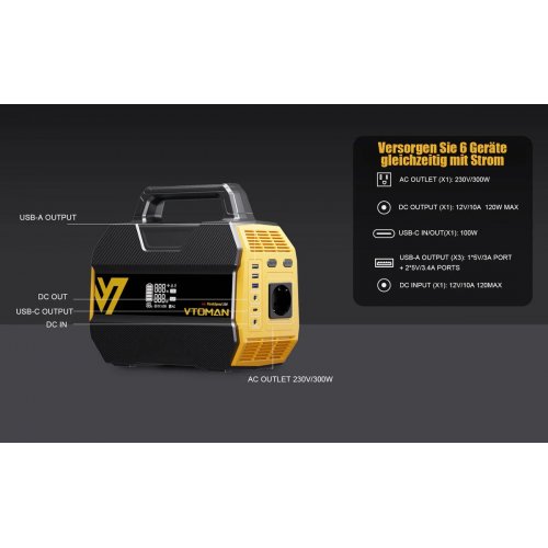 Зарядная станция Vtoman FlashSpeed 300 300W 230Wh купить в Украине: Киев, Днепр, Харьков, Одесса  | Низкая цена, отзывы, характеристики от TELEMART фото