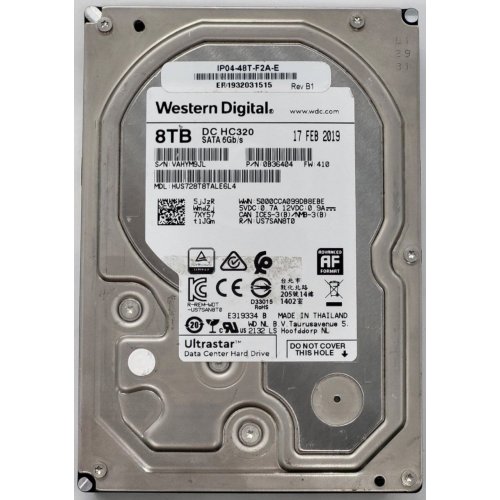Жесткий диск Western Digital Ultrastar DC HC320 512e 8TB 256MB 7200RPM 3.5" (HUS728T8TALE6L4) (Восстановлено продавцом, 828812) купить в Украине: Киев, Днепр, Харьков, Одесса  | Проверка совместимости, низкая цена, отзывы, характеристики от TELEMART фото