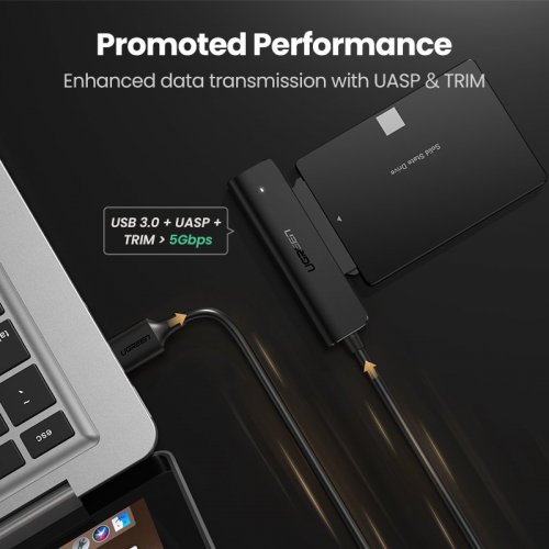 Уцінка кабель-адаптер Ugreen CM321 2.5" SSD SATA - USB 3.0 (70609) Black (Розкрита упаковка, 829043) купити в Україні: Київ, Львів, Хмельницький, Тернопіль, Івано-Франківськ | Низька ціна, відгуки, характеристики від TELEMART фото
